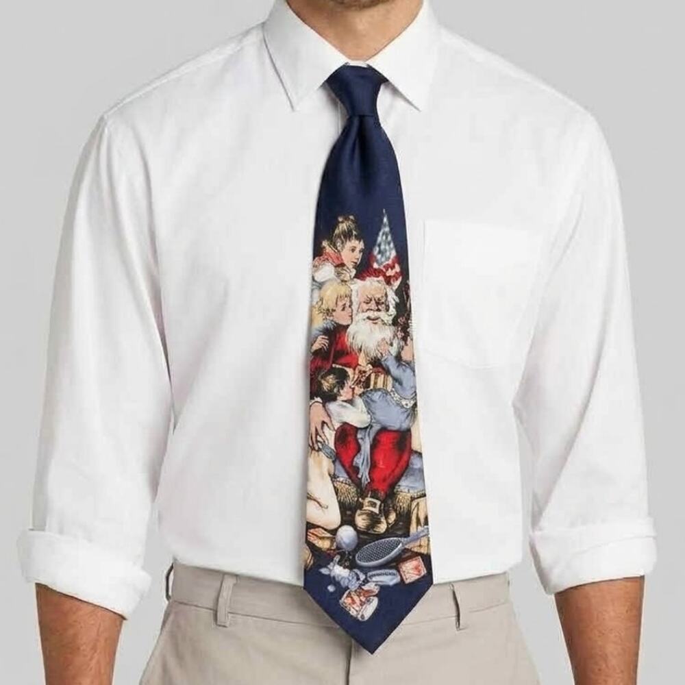 Vintage Stanford Blue Santa Claus Christmas 59” Silk Tie